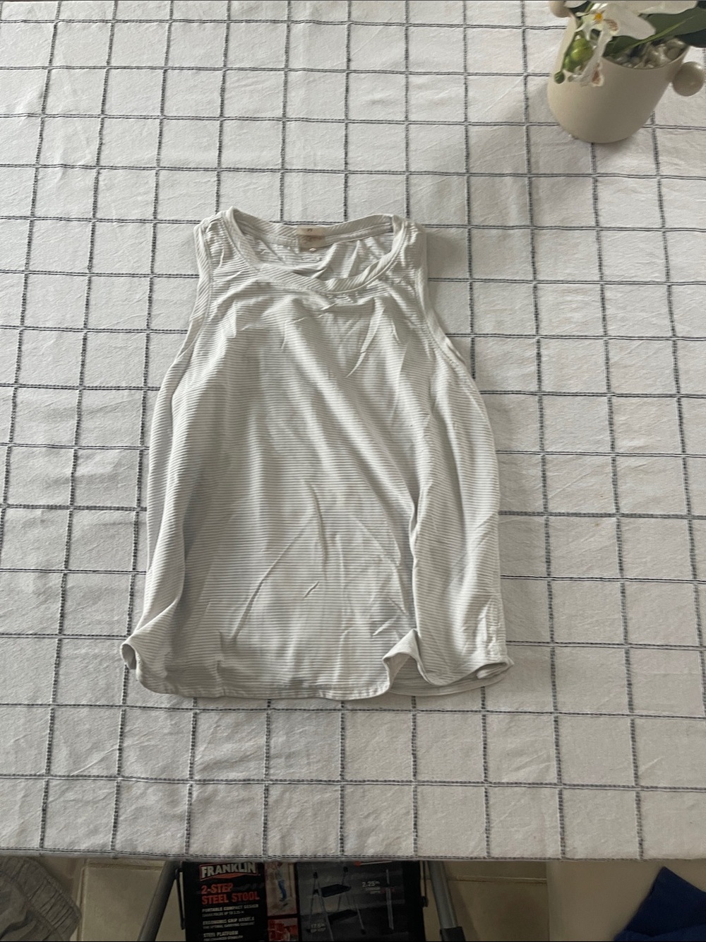 Alia Light Gray Striped Racerback Tank